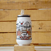 Delhi - Doodle art steel sipper can - Discovering India